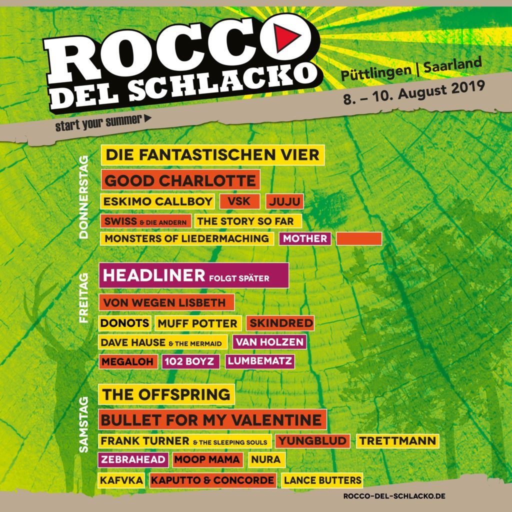 Neue Bands und Headliner beim Rocco del Schlacko 2019 Music Your Live